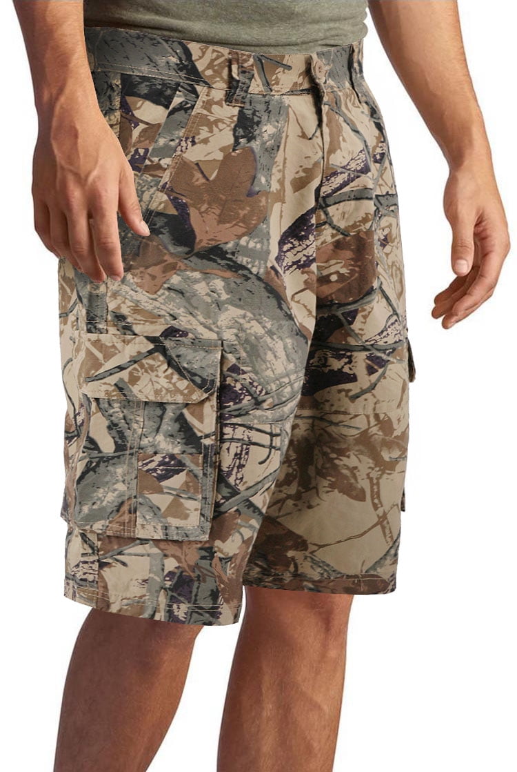 34, Green Mens Camouflage Cargo Shorts Casual Lounge Shorts Multi Pocket Outdoor Wear Lightweight Basic Short Pants Trousers 