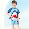 thumbnail image 2 of BXSRUTA Boys Girls Short Sleeve Swimsuits for Kids 2-12 Years UPF 50+ Sun Protection Rashguard Swimsuit Set Two Piece Diving Surfing Bathing Suit, 2 of 7