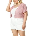 thumbnail image 4 of Agnes Orinda Plus Size Bolero Shrugs for Women Open Front Short Sleeve Crochet Lace Cropped Cardigans 1X Pink, 4 of 8