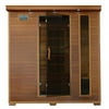 HeatWave SA1318 Klondike 4 Person Cedar Infrared Sauna with 7 Carbon Heaters Bronze Tinted Tempered Glass Door Oxygen Ionizer EZTouch Cortrol Panel CHROMOTHERAPY System and Sound