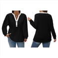 thumbnail image 3 of Suéteres para Mujer, de Invierno, de Larga, con Cuello en V, Informales, Holgados, de Moda para Otoño Negro 4XL, 3 of 7