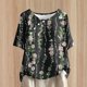 thumbnail image 2 of Tops de Lino para Mujeres Imprimir Suéter Cuello Redondo Manga Corta Superior Poliéster, Blusa de Moda Casual para la Primavera Y el Verano, 2 of 5