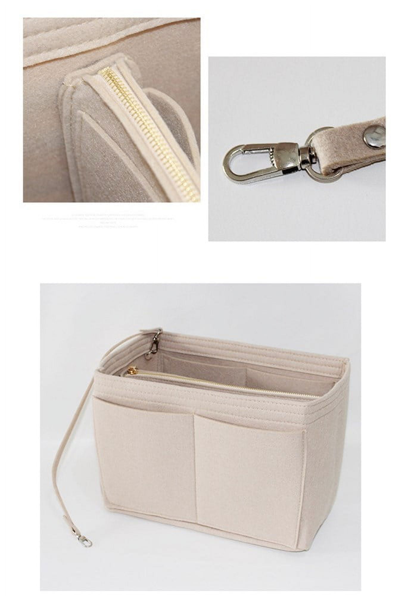 LEXSION Felt Purse Bag Organizer Insert with Zipper Bag Tote Shaper Fit Speedy Neverful PM mm 1-Beige Medium