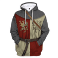 thumbnail image 2 of Sudadera con capucha con estampado 3D de caballero templario medieval para hombre, disfraz divertido de cosplay, ropa de calle, sudaderas con capucha de uniforme a la moda, 2 of 5