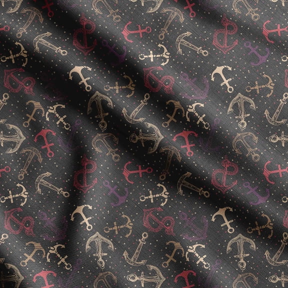 Soimoi Sea Shell Print, Silk Fabric, Decor Sewing Fabric by The Yard 42 Inch Wide,Decorative Fabric for Shirts Suits Ties, Black