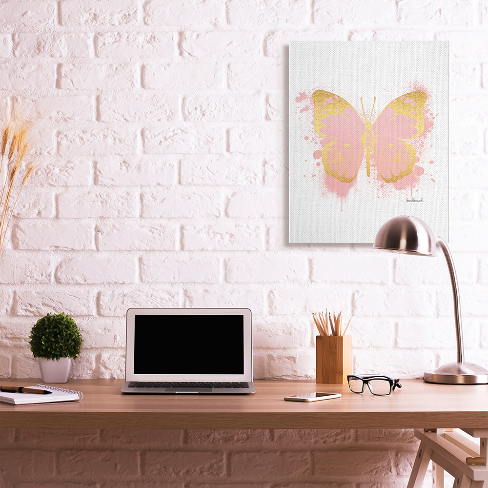 Amanda Greenwood Glam Gold Butterfly Abstract Paint Splatter 30 in x 40 in Painting Canvas Art Print, by Stupell Home Décor
