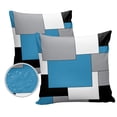 thumbnail image 2 of Outdoor Throw Pillow Cover Abstract Geometric Color Block Waterproof Cushion Covers 2 Pack Blue Gray White Black Splicing Plaid Pillow Cases Home Decoration for Patio Garden Couch Sofa, 2 of 7