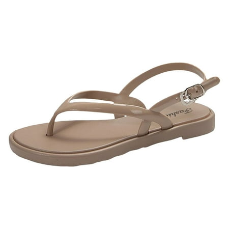 

Huanghuaa New Versatile Flat Soled Comfortable Casual Seaside Beach Flip Flops Thong Wedge Sandals for Women