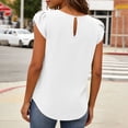 thumbnail image 6 of Lmnyox Womens Summer Tops Dressy Fashion Pleated Cap Sleeve Round Neck Shirts Business Casual Solid Work Blouses, 6 of 9