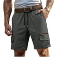 thumbnail image 2 of Guluxicc Cargo Shorts for Men Drawstring Elastic Waist Hiking Shorts Regular Fit Summer Outdoor Work Casual Shorts with Zip Pockets, 2 of 5