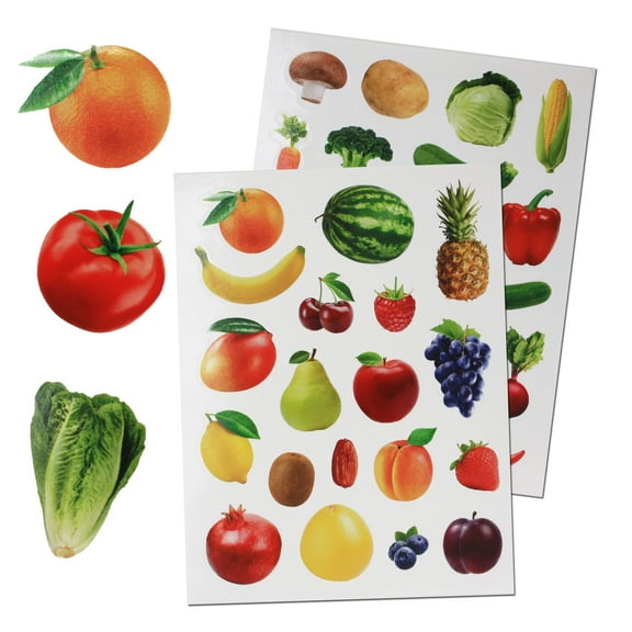 Royal Green Fruits & Vegetables Stickers for Arts, Crafts, and Classroom Learning - 190 Pack