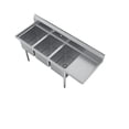 thumbnail image 6 of elkay foodservice 3 compartment sink, 48.5"x19.75" oa, 36" working height, 10x14 bowl, 10 deep, 10.75" backsplash, right 12 drainboards, 8" on center faucet hole, galvinized legs, adjustable feet, 16, 6 of 6