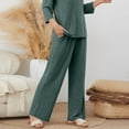 thumbnail image 5 of BLVB Womens Ribbed Wide Leg Lounge Pants with Pockets Casual Comfy Loose Soft Knit Pajama Pants Fall Winter with Drawstring, 5 of 6