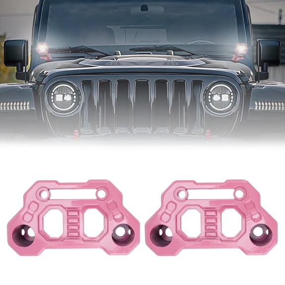 Light Mounting Bracket Hood Cowl Mount Brackets Front A-Pillar Offroad LED Pod Light Work Light Brackets Compatible with 2018-2025 Jeep Wrangler JL/JLU 2020-2025 Gladiator JT(Pink)