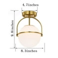 thumbnail image 3 of Gold Semi Flush Mount Ceiling Light, 1-Light Frosted Glass Ceiling Fixture for Hallway Entryway Kitchen Bedroom E12 Base, 3 of 8