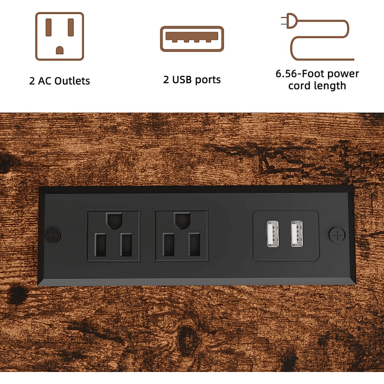 Walsunny Kitchen Bakers Rack Stand with Power Outlet, 10 Hooks