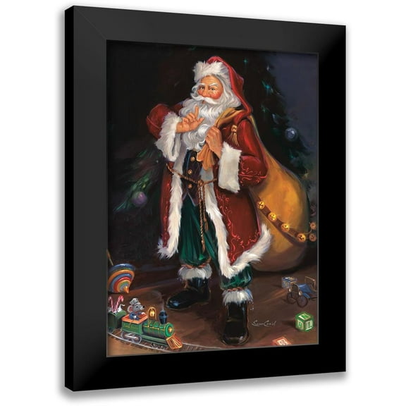 Comish, Susan 11x14 Black Modern Framed Museum Art Print Titled - Shhh Santa