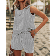 thumbnail image 7 of Women'S Summer 2 Piece Outfits Sleeveless Tank Top Matching Shorts Sets Cotton Striped Sweatsuits, 7 of 7