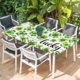 thumbnail image 2 of St Patrick's Day Table Cloths for 4 Foot Rectangle Tables, Lucky Shamrock Leaf Plants Spring Green Patio Waterproof Elastic Fitted Tablecloths, Washable Rectangular Table Cover for Camping, 2 of 8