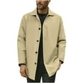 thumbnail image 4 of Button Down Trench Jackets for Men Casual Lightweight Solid Color Jackets Loose Fit Long Sleeve Outerwear, Beige, L, 4 of 8