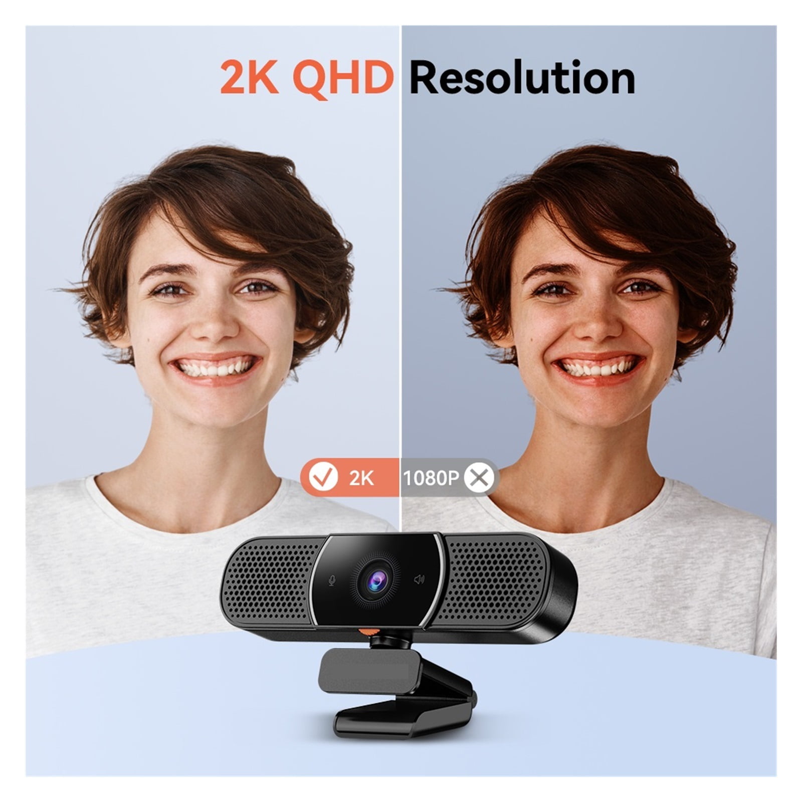 Webcam All-in-One 2K Webcam With AI Microphone Speaker Privacy Cover USB Computer Camera For Conferencing For Conferencing, Live Streaming, Recording ,HD Video