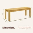 thumbnail image 2 of Solid Wood Bench 47" Farmhouse Dining Bench Natural Narrow Entryway Bench for Dining Room, Living Room, Kitchen, Hallway, Window, 2 of 8