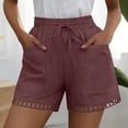 thumbnail image 5 of GUACER Casual Shorts for Women High Waisted Boho Drawstring Beach Shorts with Eyelet Cutout Hem & Big Pockets, 5 of 8
