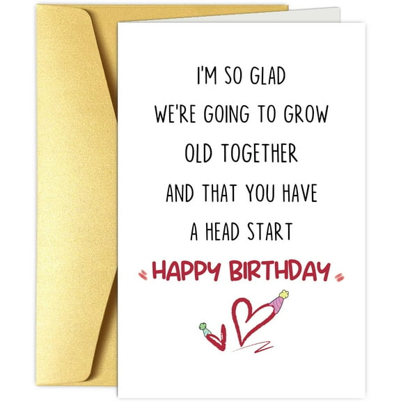 Funny Birthday Card - "Growing Old Together" - Blank Inside with Envelope - Perfect for Celebrating Friends