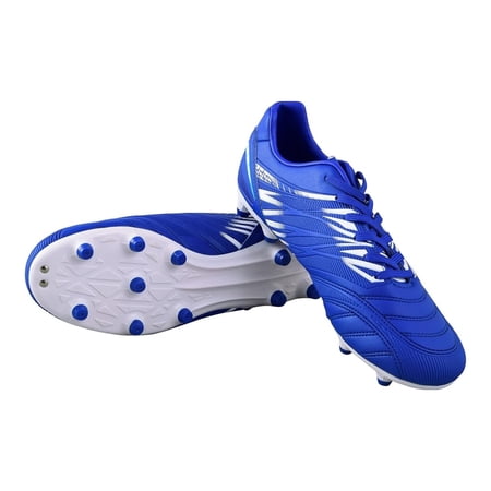 Vizari Valencia FG Soccer Cleats for Men and Women | Wide Fit Football Shoes with TPU Studs - ROYAL/WHITE, 8
