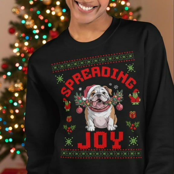 Funny Bulldog Pet Christmas Sweater - Ugly Holiday Christmas Sweatshirt