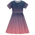 thumbnail image 7 of Kids Floral Maxi Dress Girls Dresses Short Sleeve Gradient Skater Casual Sundress T-Shirt Midi Dress Baby Girl Dress Purple 5Y, 7 of 7