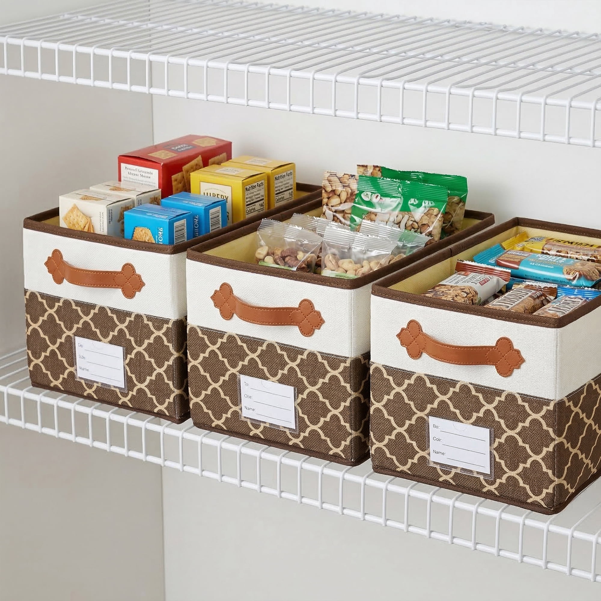 Unique Bargains Storage Basket with Handle for Organizing Objects Coffee 15"x9.8"x8.3"