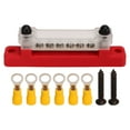 thumbnail image 2 of Power Distribution Block, Universal Nickel Plated Brass 6 Terminal Bus Bar  For Car For RV For Marine Black,Red, 2 of 8