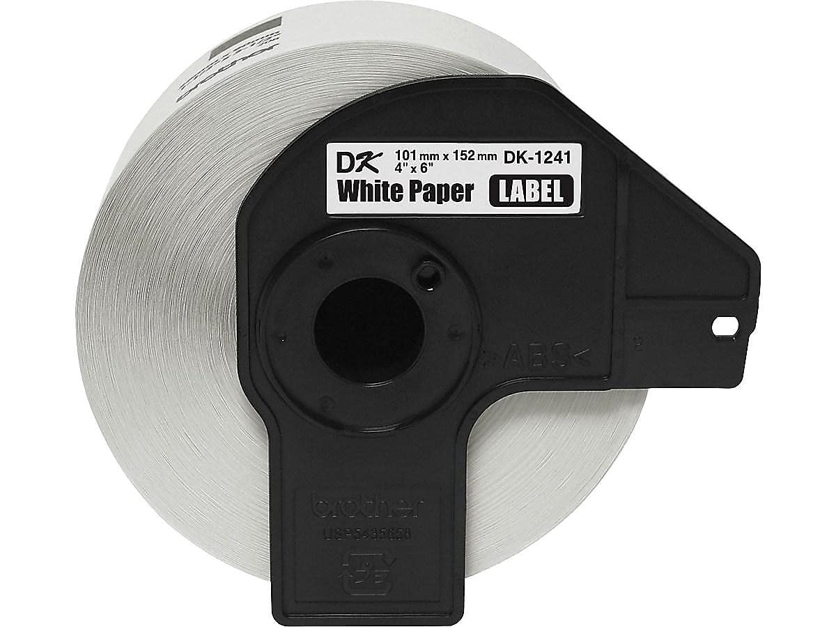 Brother Genuine DK-1241 Die-Cut Shipping Paper Labels for Brother QL Label Printers, 4 in x 6 in (101 mm x 152 mm), DK1241