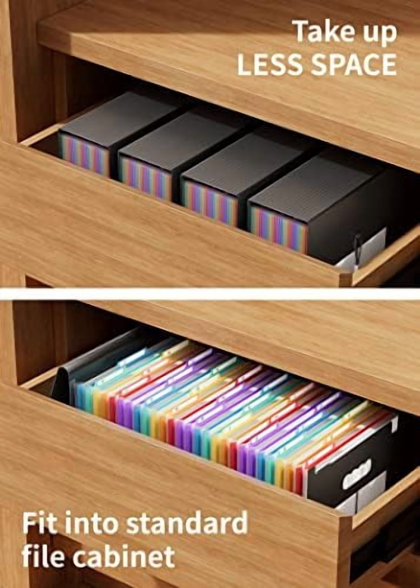 26 Pockets Expanding File Folder, Letter A4 Accordion File Organizer, 3 Tab File Folder, Portable Monthly Paper Bill Tax Receipt Organizer with Colorful A-Z Alphabetical Tabs - Black