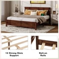 thumbnail image 6 of Sesslife King Size Bed Frame with Headboard & Footboard, Wood Platform Bed with Built-in LED Lights, Charging Station, Modern Farmhouse King Bed Frame with Slats, No Box Spring Needed, Walnut, 6 of 11
