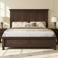thumbnail image 4 of Amerlife Solid Wood King Bed Frame with 65.2" High Headboard, Traditional Platform Bed with Heavy Duty Slats, Easy Assembly, Dark Brown, 4 of 10