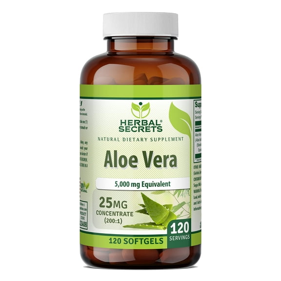 Herbal Secrets Aloe Vera 5000mg Per Serving 120 Softgels Supplement | Non-GMO | Gluten Free
