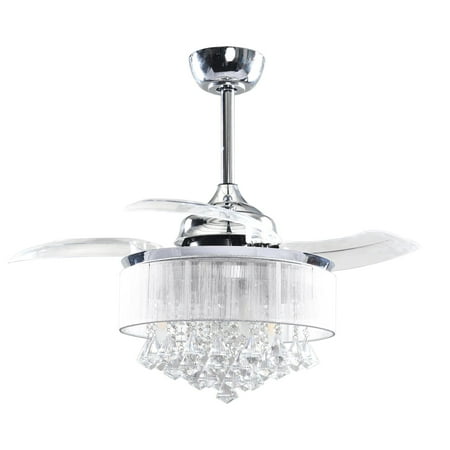

Ceiling Fan with Light and Remote Parrot Uncle 36 Inch Modern Crystal Ceiling Fan with 3 Retractable Blades 3 Light Bulbs Not Included