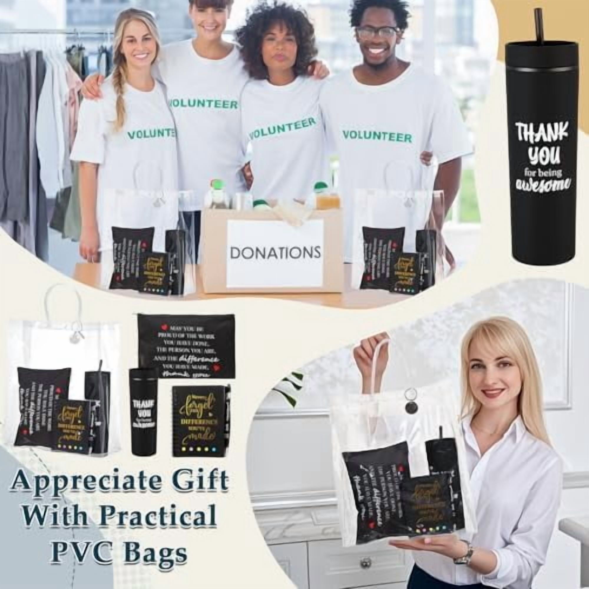 48 Pcs/8 Sets Employee Appreciation Gifts 8 Thank You for Being Awesome Tumblers 8 Inspirational Notebooks 8 Ballpoint Pen 8 Makeup Bags 8 Keychain with 8 Clear Bag for Women Men Coworker