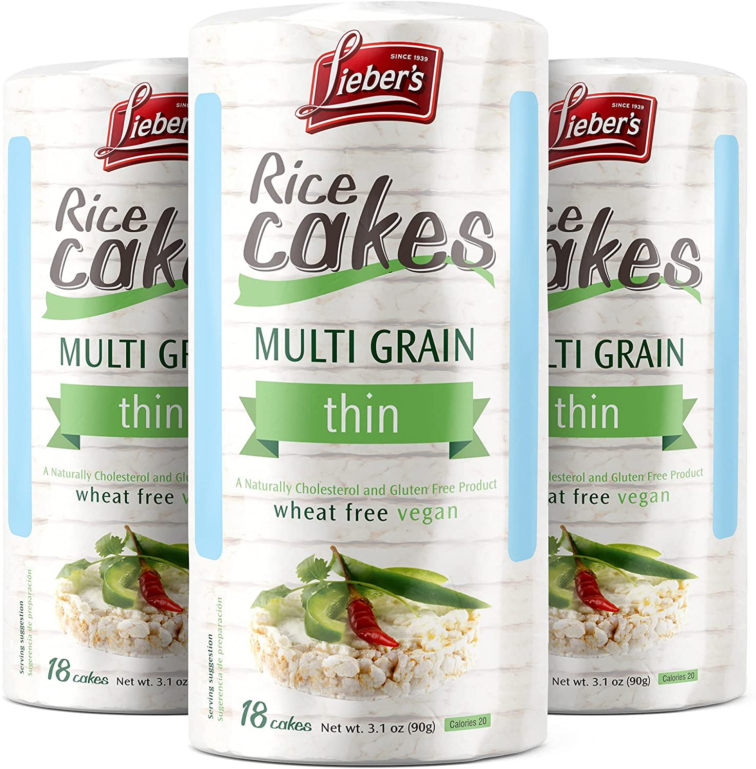 Lieber's Rice Cakes Multigrain Thin Rice Cakes, 3.1 oz. (3Pack