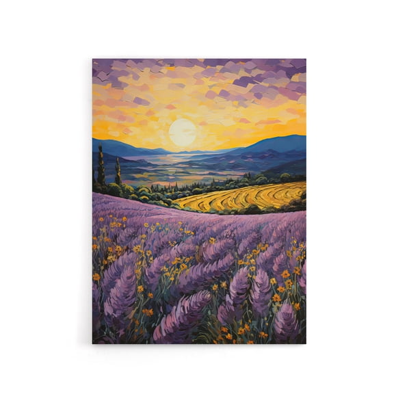 Lavender Fields At Sunrise Canvas Wall Art Print 12X16"