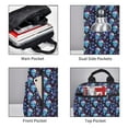 thumbnail image 4 of Naloa Skull Flower Blue Print Lightweight DayBackpack Suitable for school, work, shopping, travel, etc., 4 of 5