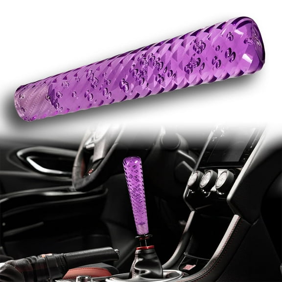 Purple JDM Spiral Crystal VIP Style Manual Bubble Shifter Shift Knob Head - 20CM