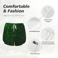 thumbnail image 4 of Balery Green Sparkling Pattern Women's Running Shorts with Liner 2 Pockets Elastic Workout Athletic Gym Yoga Shorts-Small, 4 of 7