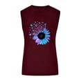 thumbnail image 3 of UTTOASFAY Women Letters Printing Sleeveless Tops O-Neck Vest Tank Shirt Tunic Blouse Tops Wine XXL, 3 of 4