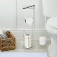 thumbnail image 3 of nu steel Freestanding Metal Wire Toilet Paper Holder Stand and Dispenser Shelf for Cell,Mobile Phone-Bathroom Storage Organization-Holds 3 Mega Rolls, Silver, 3 of 6
