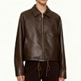 thumbnail image 3 of Miluxas Womens Oversized Jackets Faux Leather Casual Long Sleeve Zip up Trendy Bomber Motorcycle Jacket with Pockets Coffee S(S), 3 of 9