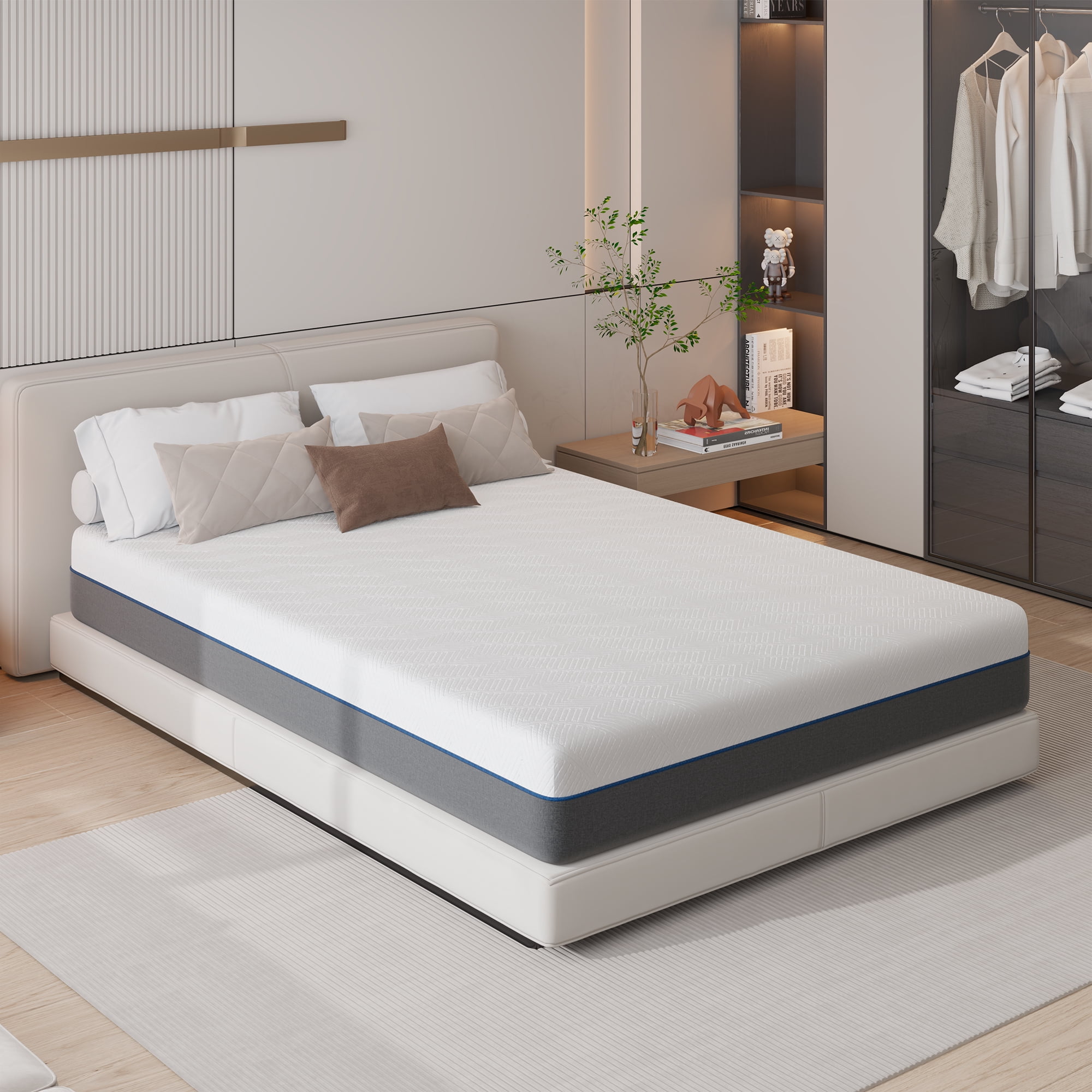 Doubleslee Full Mattress, 10" Gel Memory Foam Mattress Full Size, Innerspring Hybrid Mattress in a Box - Double-Sided Use.