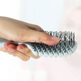 thumbnail image 4 of 1pc Women Leaf Style Hollow Comb Hair Brush for Straight Curly Thin Hair Blue ABS, 4 of 6